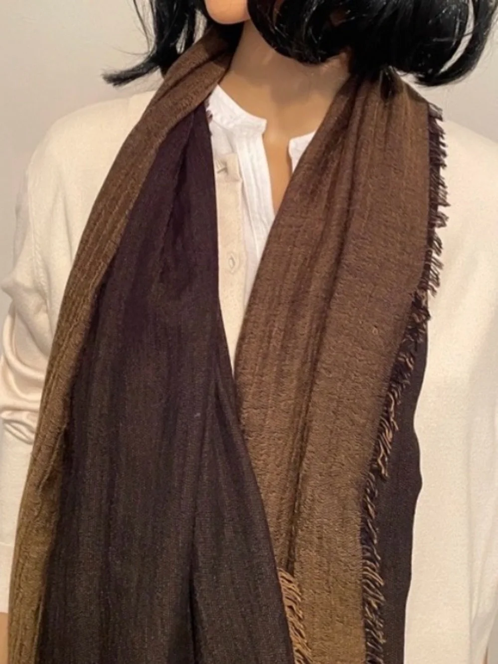 Bohemian Scarf Gorgeous brown. 23”x73” beautiful shape.